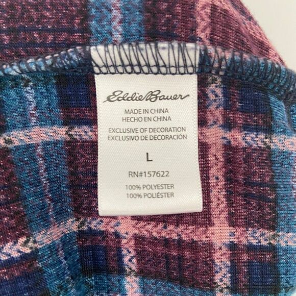 Eddie Bauer Sleepwear Plaid Womens Sleep Shorts Blue/Burgundy Large - Picture 6 of 7